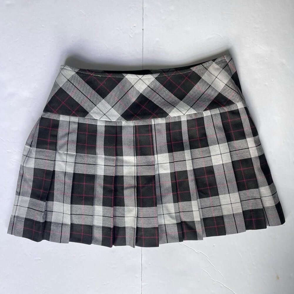 Y2k pleated plaid mini skirt